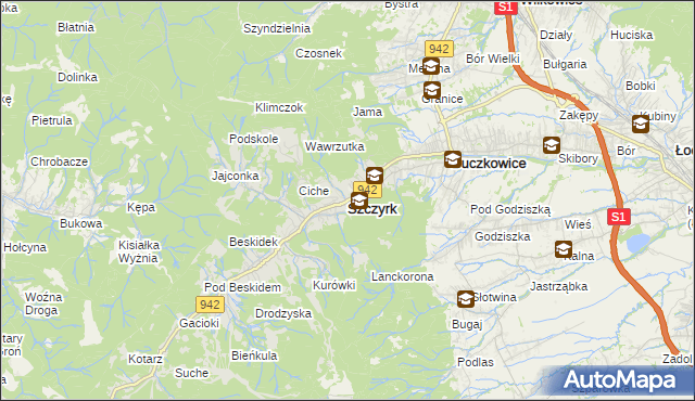 mapa Szczyrk, Szczyrk na mapie Targeo