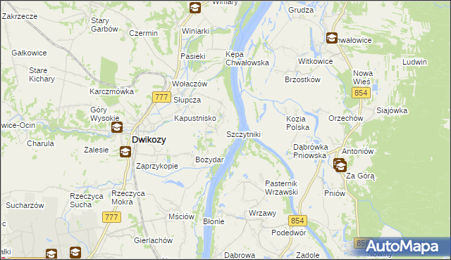 mapa Szczytniki gmina Dwikozy, Szczytniki gmina Dwikozy na mapie Targeo