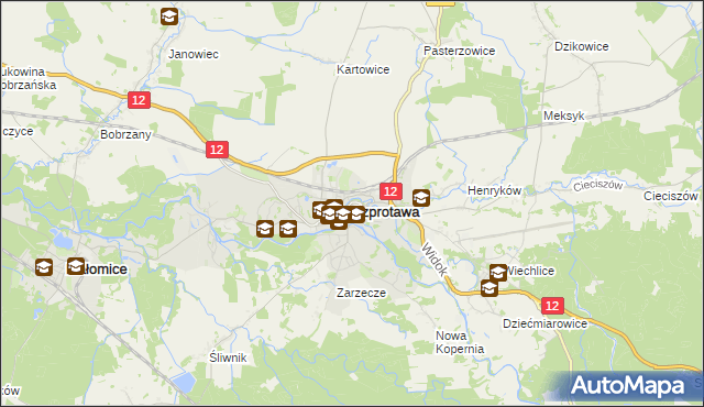 mapa Szprotawa, Szprotawa na mapie Targeo