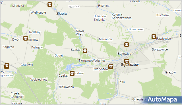 mapa Tarnawa gmina Sędziszów, Tarnawa gmina Sędziszów na mapie Targeo