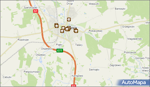 mapa Tatary gmina Nidzica, Tatary gmina Nidzica na mapie Targeo