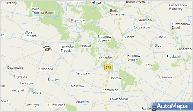 mapa Teodorów gmina Szczawin Kościelny, Teodorów gmina Szczawin Kościelny na mapie Targeo