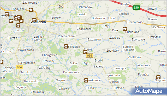 mapa Trąbki gmina Biskupice, Trąbki gmina Biskupice na mapie Targeo