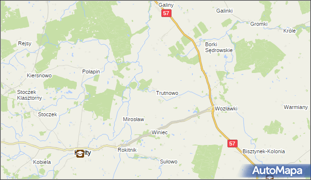 mapa Trutnowo gmina Bartoszyce, Trutnowo gmina Bartoszyce na mapie Targeo