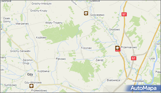 mapa Trzciniec gmina Pułtusk, Trzciniec gmina Pułtusk na mapie Targeo