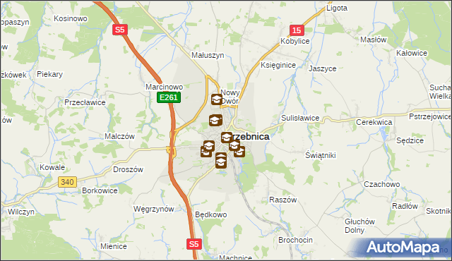 mapa Trzebnica, Trzebnica na mapie Targeo