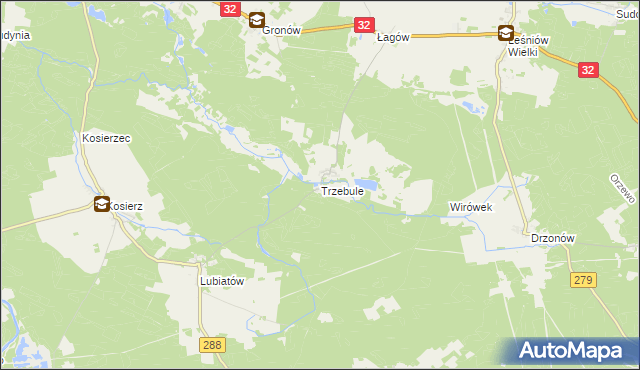 mapa Trzebule, Trzebule na mapie Targeo