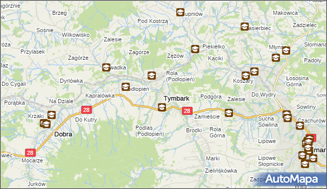 mapa Tymbark, Tymbark na mapie Targeo