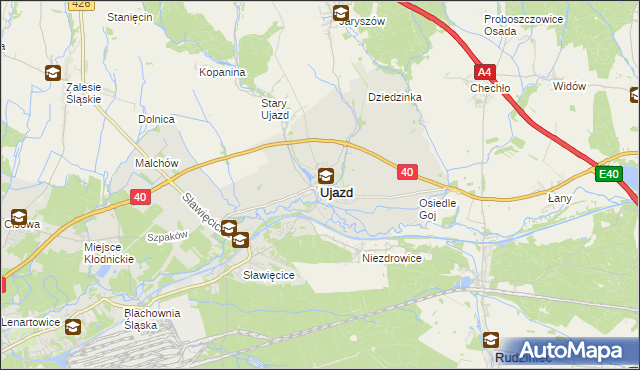 mapa Ujazd powiat strzelecki, Ujazd powiat strzelecki na mapie Targeo