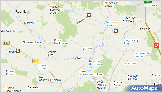 mapa Ujazdów gmina Nielisz, Ujazdów gmina Nielisz na mapie Targeo