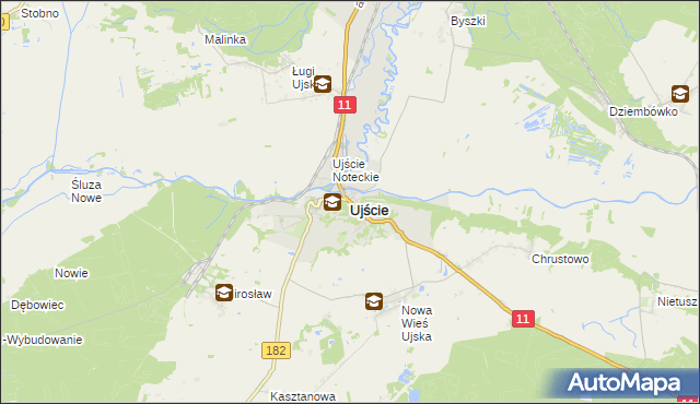 mapa Ujście powiat pilski, Ujście powiat pilski na mapie Targeo