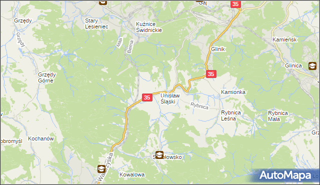 mapa Unisław Śląski, Unisław Śląski na mapie Targeo