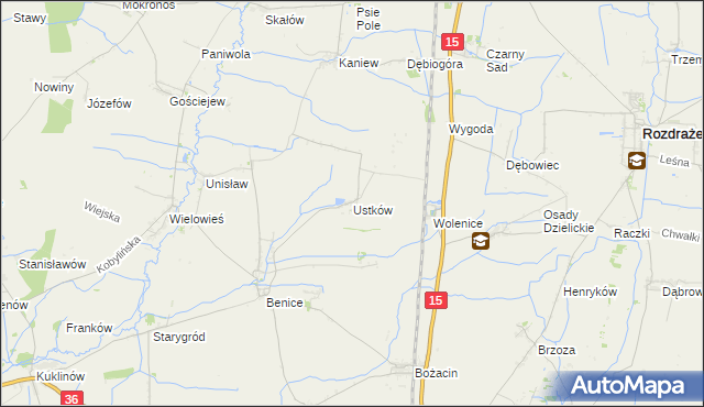 mapa Ustków gmina Krotoszyn, Ustków gmina Krotoszyn na mapie Targeo