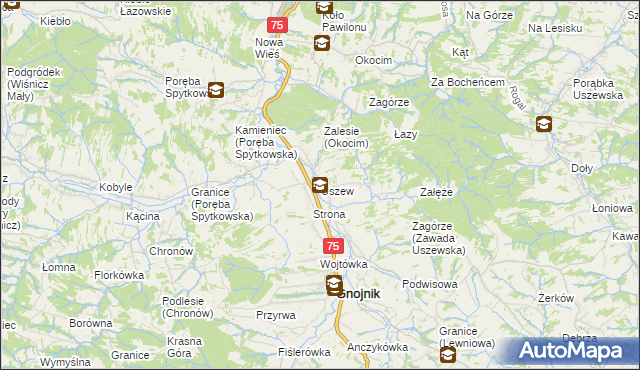 mapa Uszew, Uszew na mapie Targeo