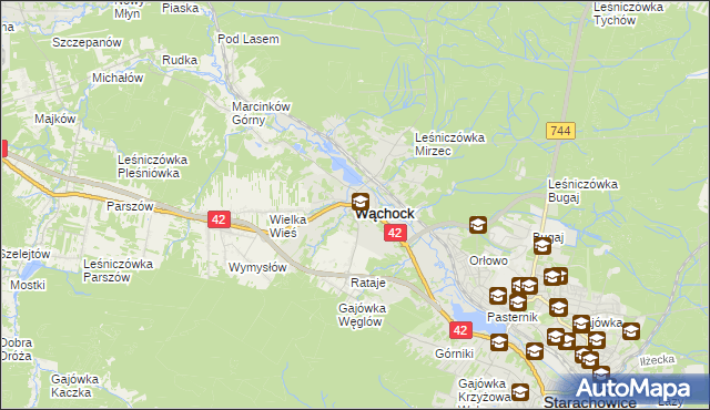 mapa Wąchock, Wąchock na mapie Targeo