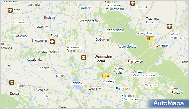 mapa Wadowice Górne, Wadowice Górne na mapie Targeo