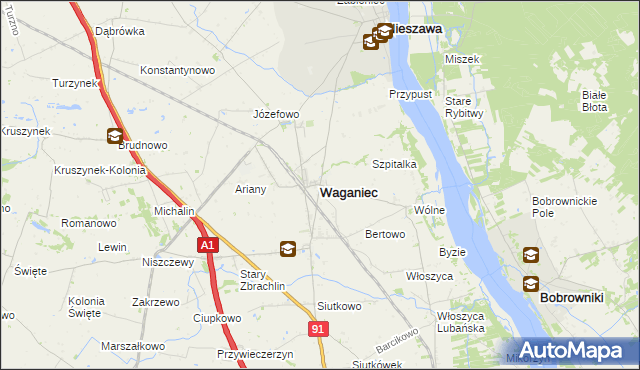 mapa Waganiec, Waganiec na mapie Targeo