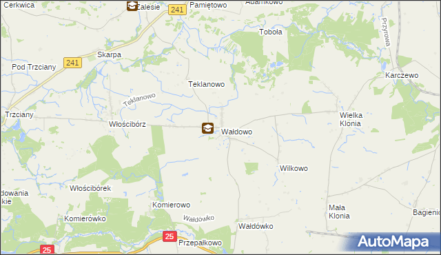 mapa Wałdowo gmina Sępólno Krajeńskie, Wałdowo gmina Sępólno Krajeńskie na mapie Targeo