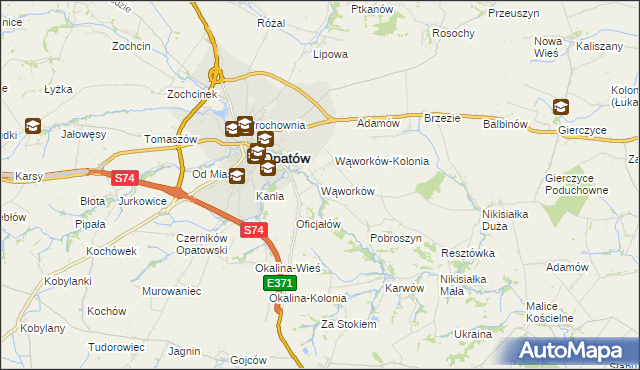 mapa Wąworków, Wąworków na mapie Targeo