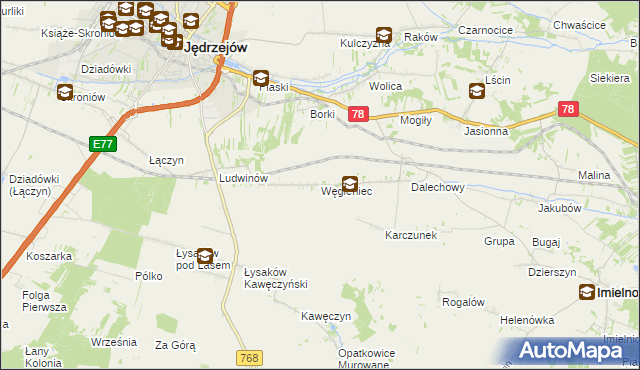 mapa Węgleniec, Węgleniec na mapie Targeo