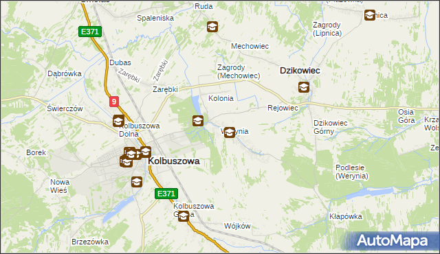 mapa Werynia, Werynia na mapie Targeo