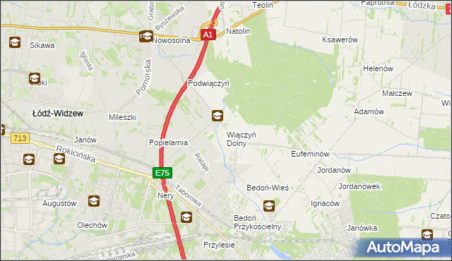 mapa Wiączyń Dolny, Wiączyń Dolny na mapie Targeo