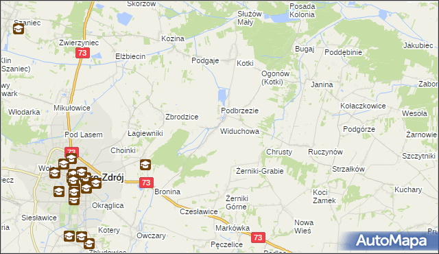 mapa Widuchowa gmina Busko-Zdrój, Widuchowa gmina Busko-Zdrój na mapie Targeo