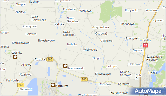 mapa Wielkopole gmina Kleczew, Wielkopole gmina Kleczew na mapie Targeo