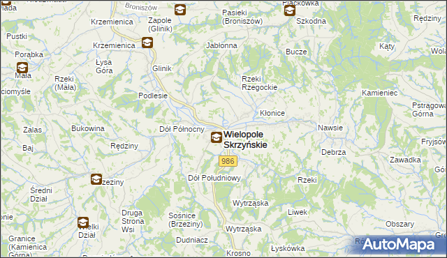 mapa Wielopole Skrzyńskie, Wielopole Skrzyńskie na mapie Targeo