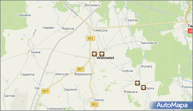 mapa Wielowieś powiat gliwicki, Wielowieś powiat gliwicki na mapie Targeo