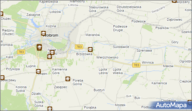 mapa Wierzchowisko gmina Wolbrom, Wierzchowisko gmina Wolbrom na mapie Targeo