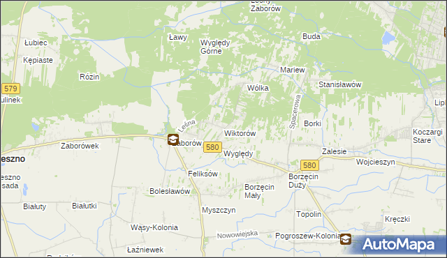 mapa Wiktorów gmina Leszno, Wiktorów gmina Leszno na mapie Targeo