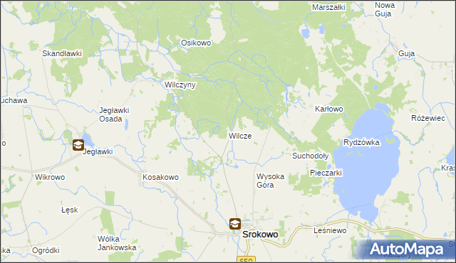 mapa Wilcze gmina Srokowo, Wilcze gmina Srokowo na mapie Targeo