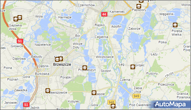 mapa Wilczkowice gmina Brzeszcze, Wilczkowice gmina Brzeszcze na mapie Targeo