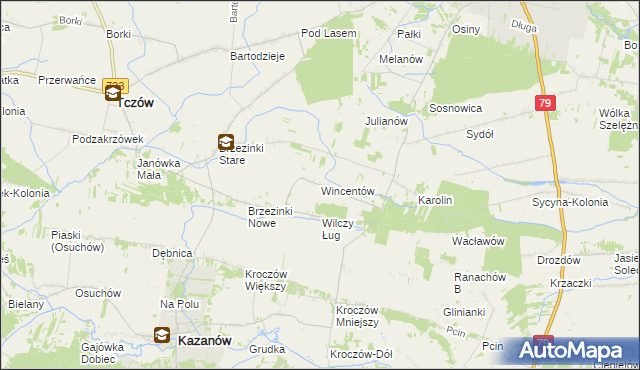 mapa Wincentów gmina Tczów, Wincentów gmina Tczów na mapie Targeo