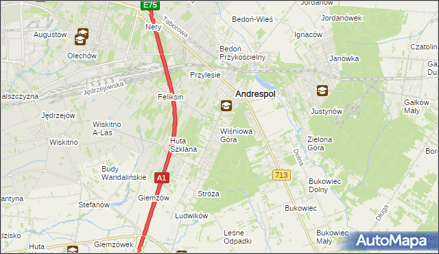 mapa Wiśniowa Góra, Wiśniowa Góra na mapie Targeo