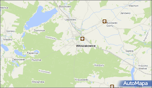 mapa Włoszakowice, Włoszakowice na mapie Targeo