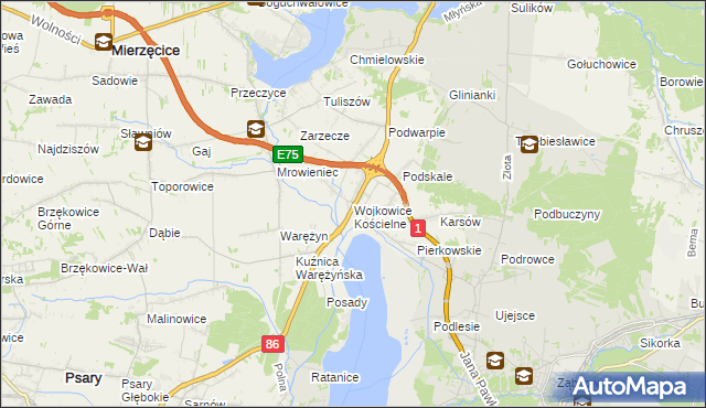 mapa Wojkowice Kościelne, Wojkowice Kościelne na mapie Targeo