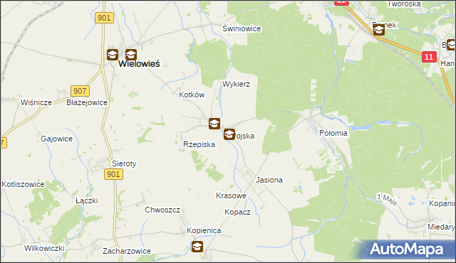 mapa Wojska, Wojska na mapie Targeo