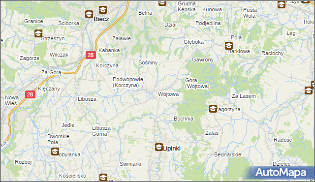 mapa Wójtowa, Wójtowa na mapie Targeo