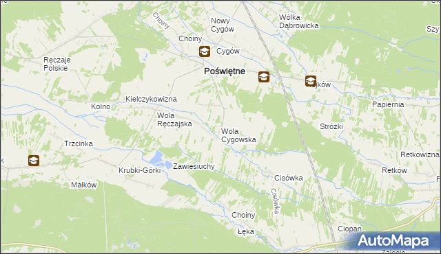 mapa Wola Cygowska, Wola Cygowska na mapie Targeo