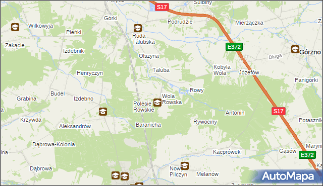 mapa Wola Rowska, Wola Rowska na mapie Targeo