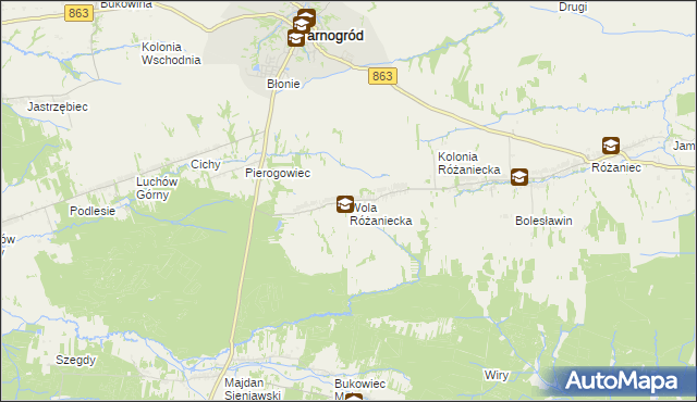 mapa Wola Różaniecka, Wola Różaniecka na mapie Targeo