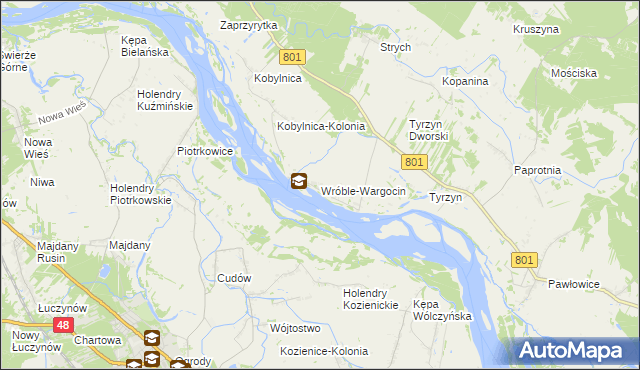 mapa Wróble-Wargocin, Wróble-Wargocin na mapie Targeo