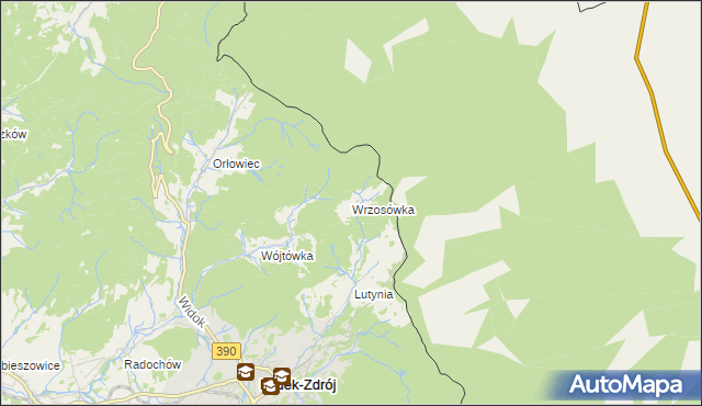 mapa Wrzosówka gmina Lądek-Zdrój, Wrzosówka gmina Lądek-Zdrój na mapie Targeo