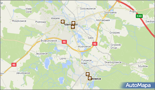 mapa Wydrowice gmina Niemodlin, Wydrowice gmina Niemodlin na mapie Targeo