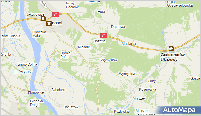 mapa Wymysłów gmina Annopol, Wymysłów gmina Annopol na mapie Targeo