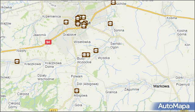 mapa Wysoka gmina Łańcut, Wysoka gmina Łańcut na mapie Targeo