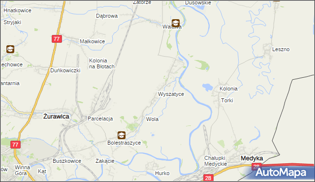 mapa Wyszatyce, Wyszatyce na mapie Targeo