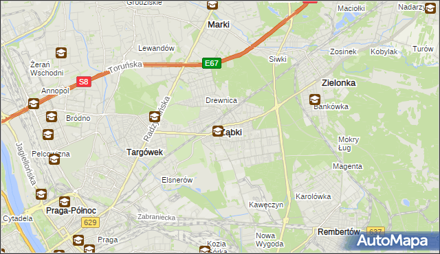 mapa Ząbki powiat wołomiński, Ząbki powiat wołomiński na mapie Targeo